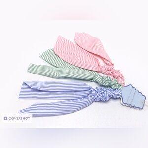 Sunday State Striped Hair Scrunchies Set in Pink, Green, and Blue. NWT. Preppy